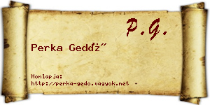 Perka Gedő névjegykártya